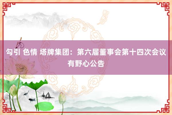 勾引 色情 塔牌集团：第六届董事会第十四次会议有野心公告