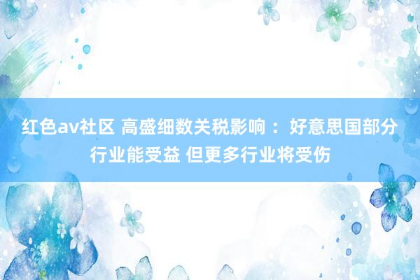 红色av社区 高盛细数关税影响 ：好意思国部分行业能受益 但更多行业将受伤
