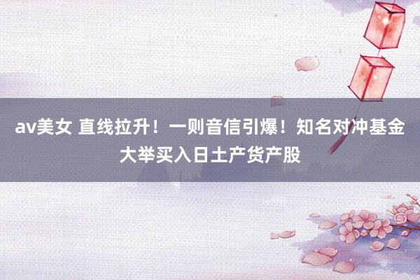 av美女 直线拉升！一则音信引爆！知名对冲基金大举买入日土产货产股